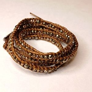 Chan Luu Pyrite/Leather/925 Wrap Bracelet
